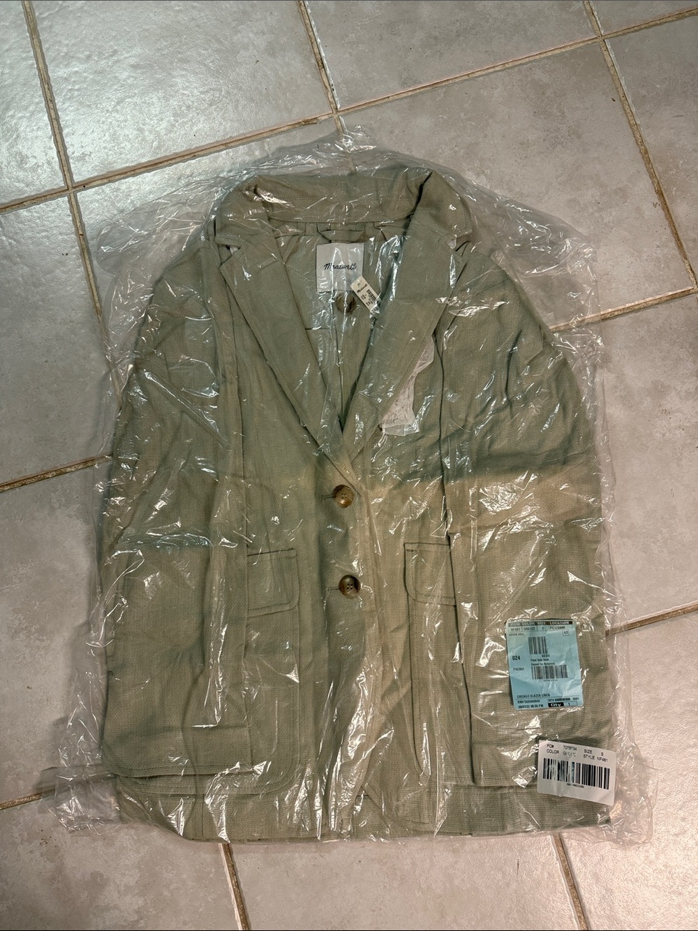 Madewell Light Green Casual Two-Button Blazer